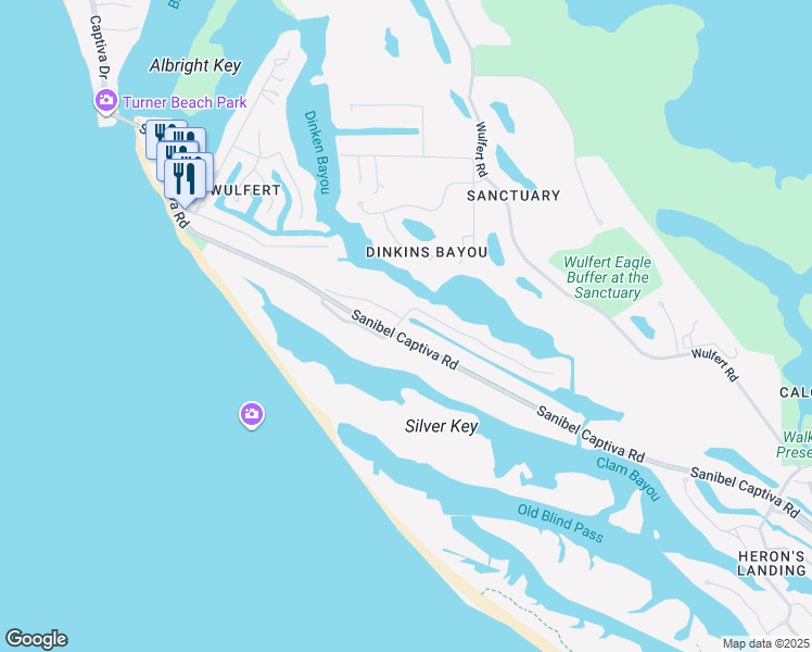 map of restaurants, bars, coffee shops, grocery stores, and more near 5911 Sanibel Captiva Road in Sanibel