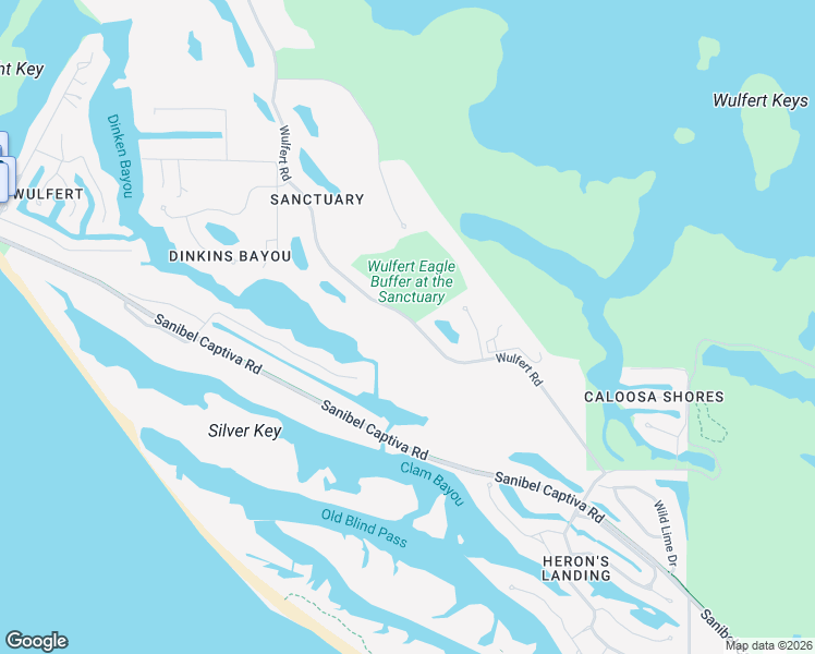 map of restaurants, bars, coffee shops, grocery stores, and more near 2307 Wulfert Road in Sanibel