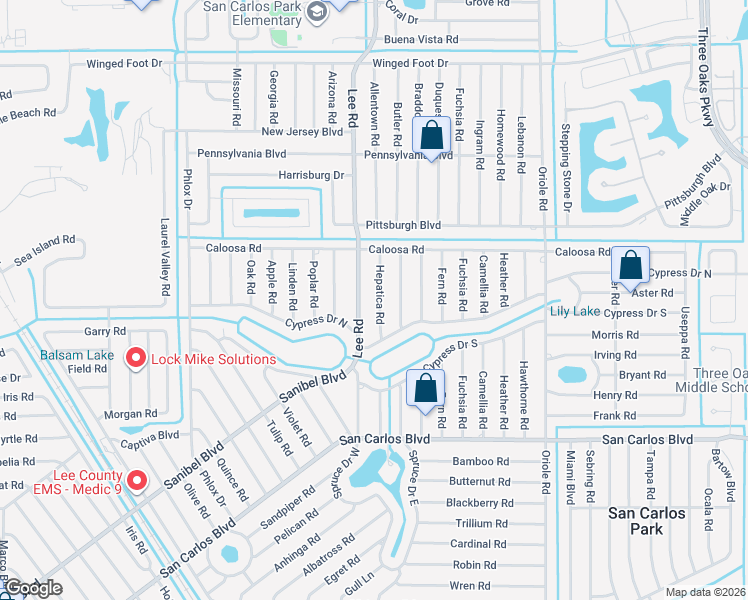map of restaurants, bars, coffee shops, grocery stores, and more near 18246 Hepatica Road in Fort Myers