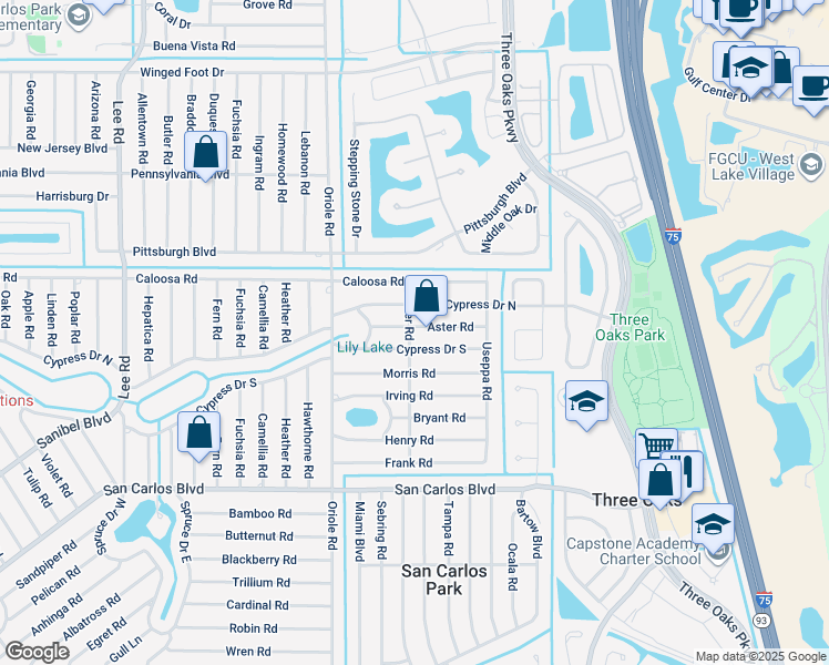 map of restaurants, bars, coffee shops, grocery stores, and more near 9084 Cypress Drive North in Fort Myers