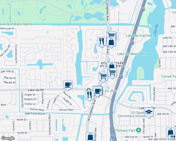 map of restaurants, bars, coffee shops, grocery stores, and more near 1060 Northwest 19th Terrace in Delray Beach