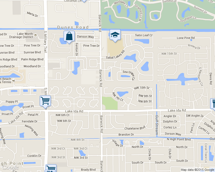 map of restaurants, bars, coffee shops, grocery stores, and more near 4255 NW 10th St in Delray Beach