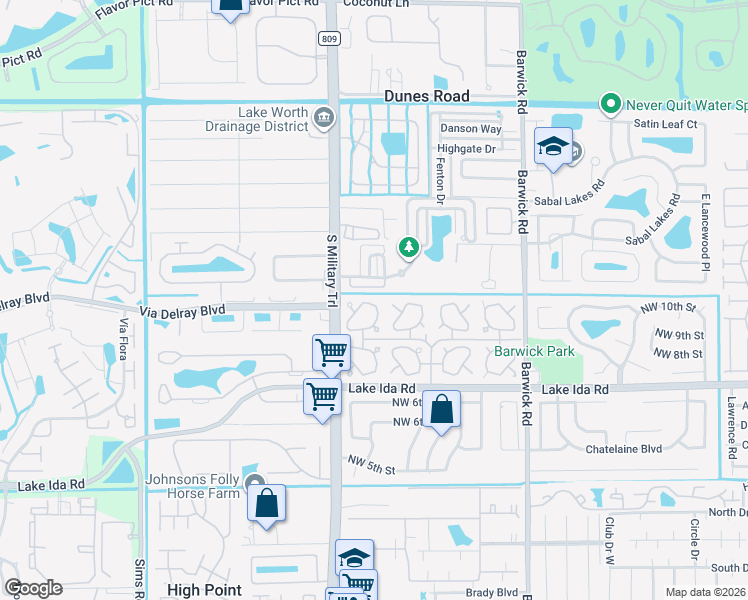map of restaurants, bars, coffee shops, grocery stores, and more near 636 Hummingbird Lane in Delray Beach