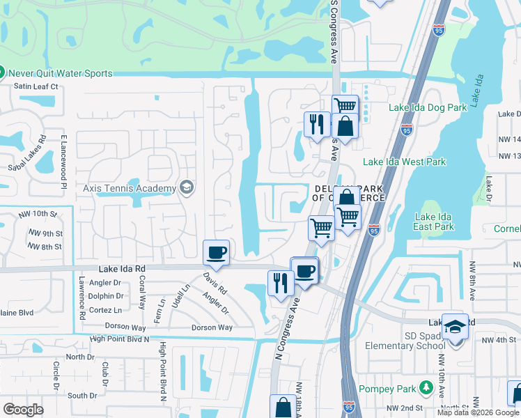 map of restaurants, bars, coffee shops, grocery stores, and more near 1095 Northwest 20th Avenue in Delray Beach