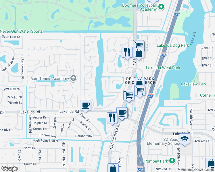 map of restaurants, bars, coffee shops, grocery stores, and more near 1095 Northwest 20th Avenue in Delray Beach