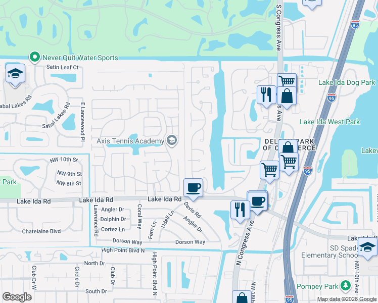 map of restaurants, bars, coffee shops, grocery stores, and more near 1145 Northwest 22nd Avenue in Delray Beach