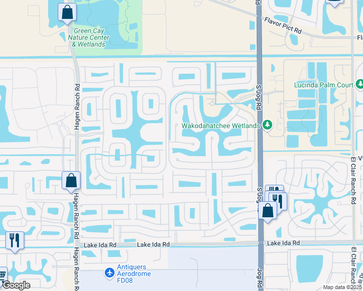 map of restaurants, bars, coffee shops, grocery stores, and more near 13250 Solana Beach Cove in Delray Beach