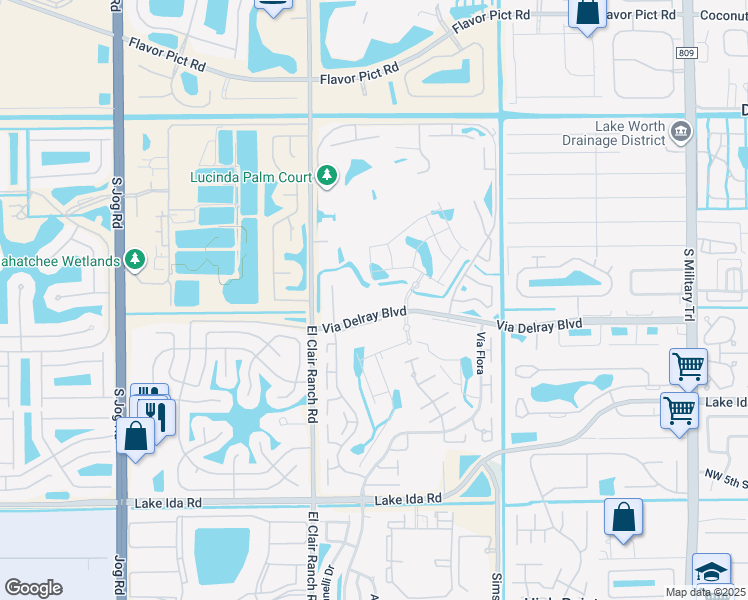 map of restaurants, bars, coffee shops, grocery stores, and more near 13709 Date Palm Court in Delray Beach
