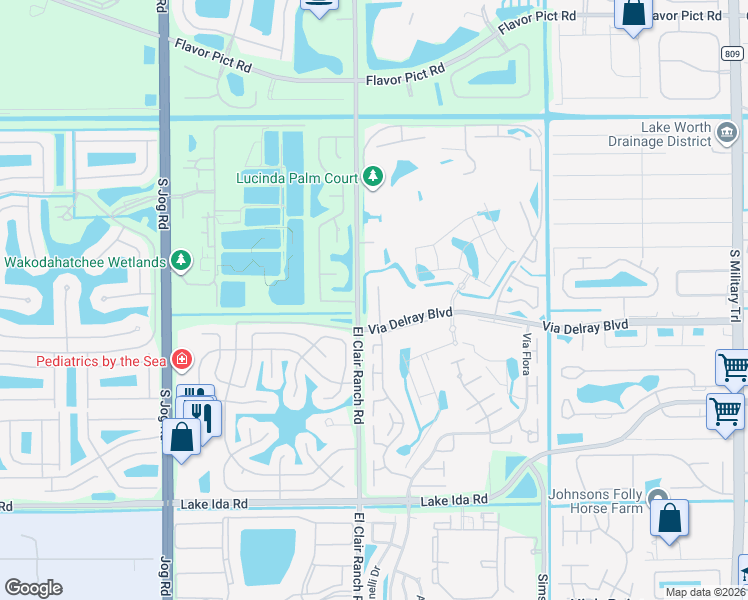 map of restaurants, bars, coffee shops, grocery stores, and more near 13465 Fishtail Palm Court in Delray Beach