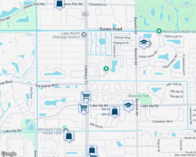 map of restaurants, bars, coffee shops, grocery stores, and more near 636 Hummingbird Lane in Delray Beach