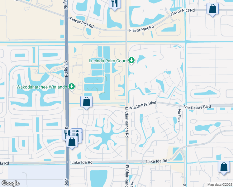 map of restaurants, bars, coffee shops, grocery stores, and more near 6089 Vía Silvanus in Delray Beach