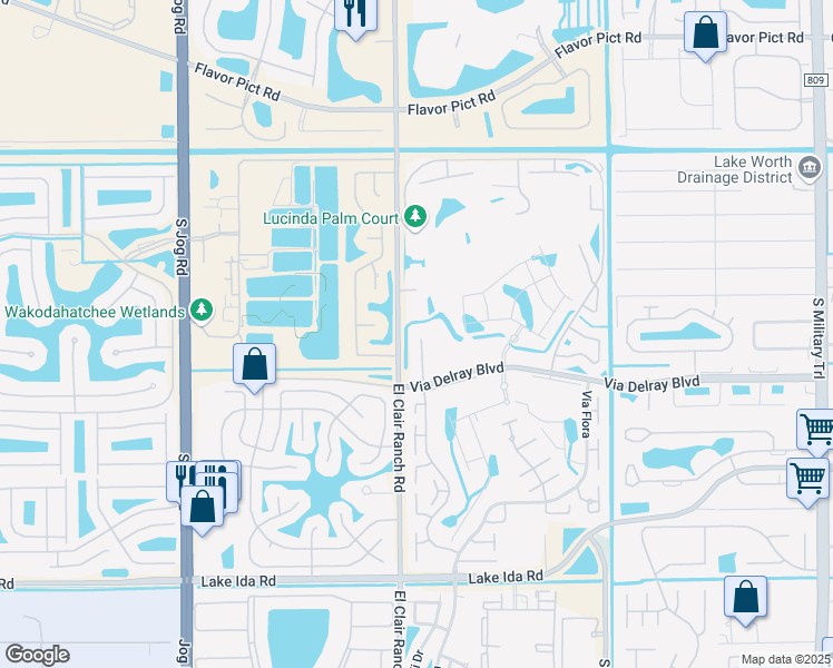 map of restaurants, bars, coffee shops, grocery stores, and more near 6200 Via Delray Boulevard in Delray Beach