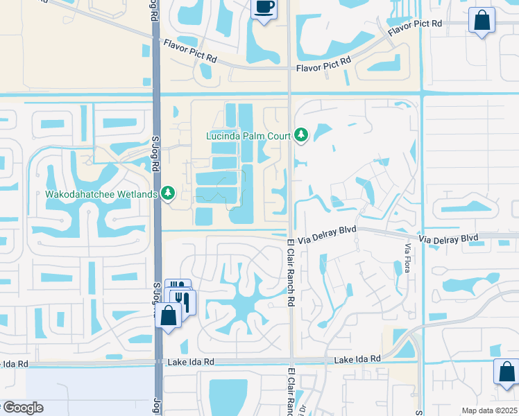 map of restaurants, bars, coffee shops, grocery stores, and more near 6089 Vía Silvanus in Delray Beach