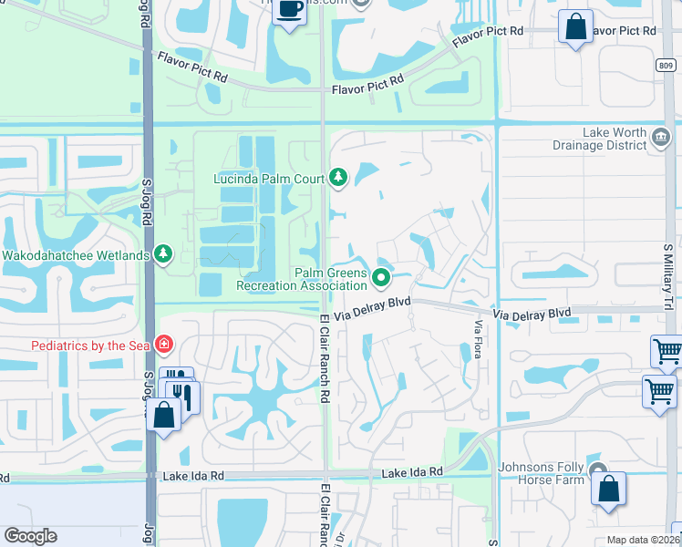 map of restaurants, bars, coffee shops, grocery stores, and more near 6200 Via Delray Boulevard in Delray Beach