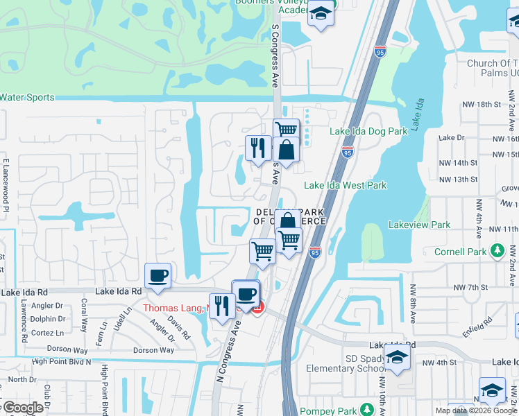 map of restaurants, bars, coffee shops, grocery stores, and more near 1230 Northwest 18th Avenue in Delray Beach