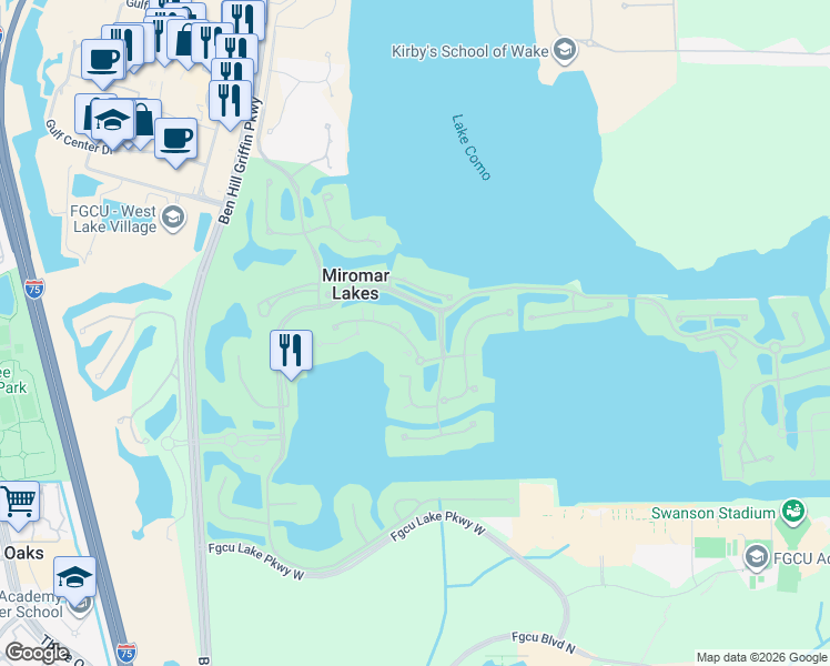 map of restaurants, bars, coffee shops, grocery stores, and more near 10721 Mirasol Drive in Miromar Lakes