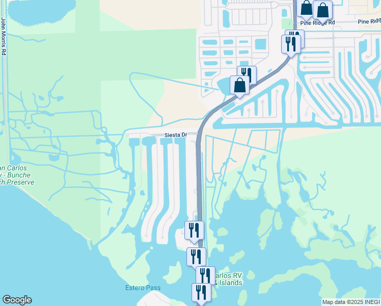 map of restaurants, bars, coffee shops, grocery stores, and more near 18115 Cutlass Drive in Fort Myers Beach