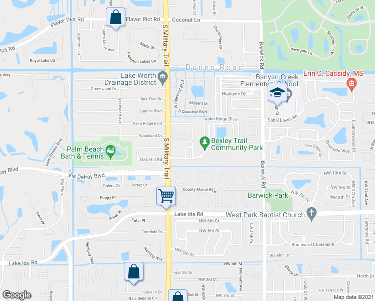 map of restaurants, bars, coffee shops, grocery stores, and more near 1417 West Wickham Circle in Delray Beach