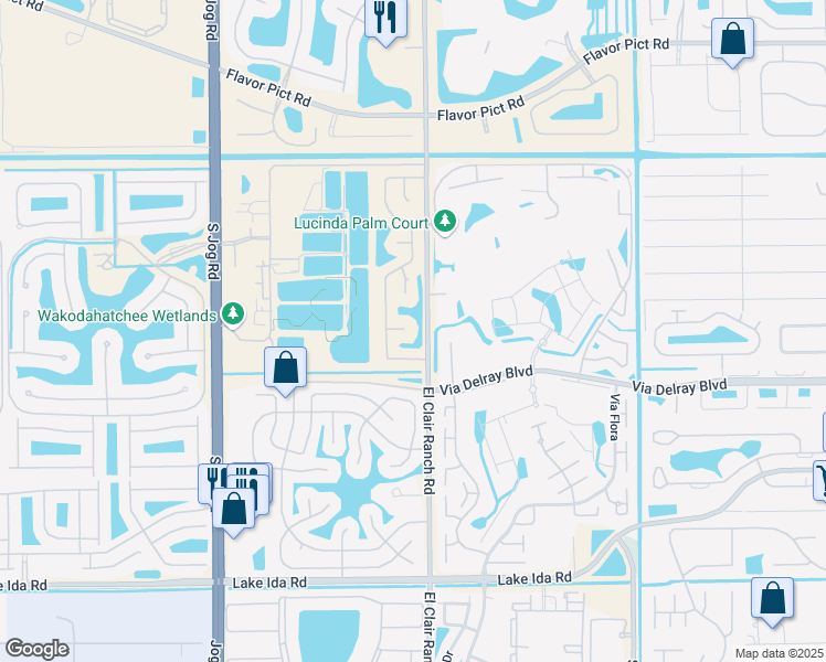 map of restaurants, bars, coffee shops, grocery stores, and more near 6038 Vía Silvanus in Delray Beach