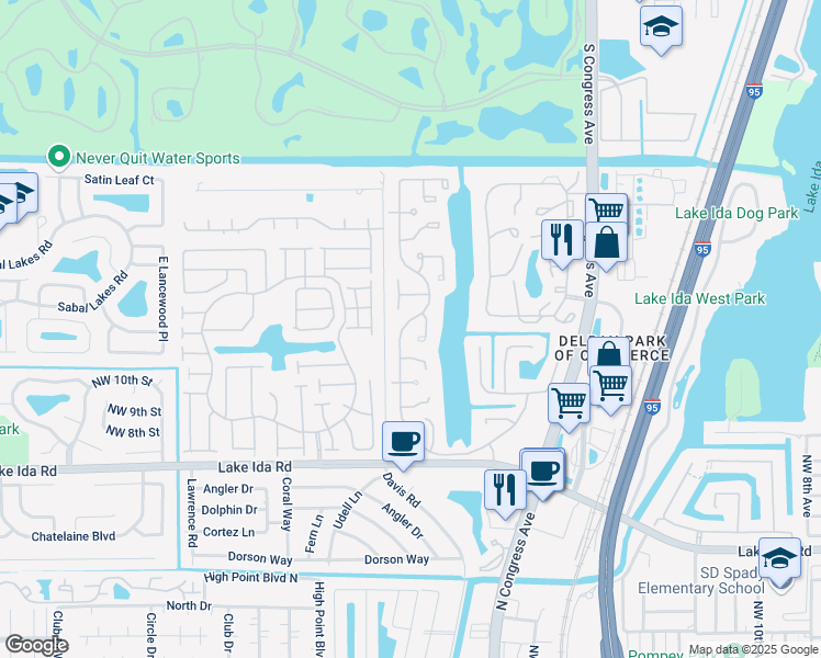 map of restaurants, bars, coffee shops, grocery stores, and more near 1325 Northwest 22nd Avenue in Delray Beach