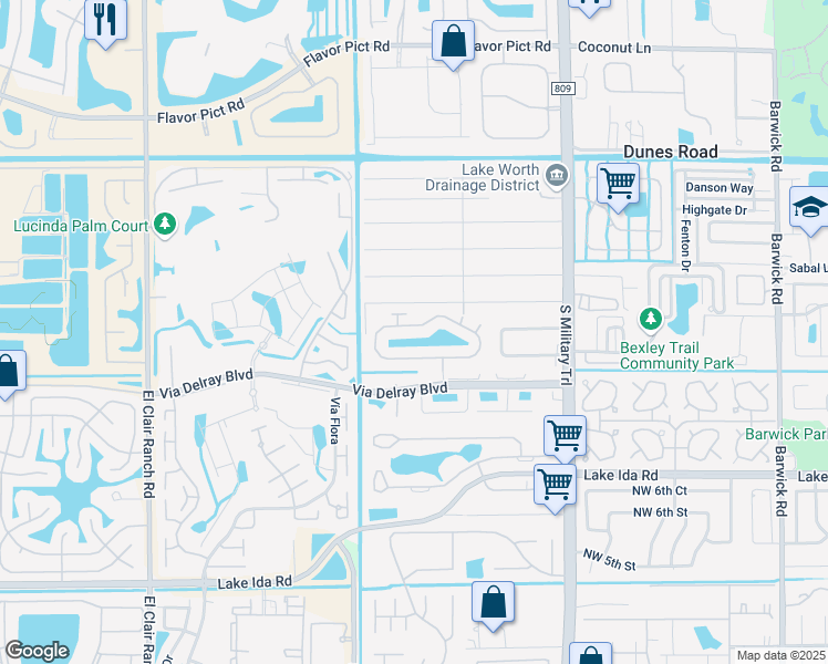 map of restaurants, bars, coffee shops, grocery stores, and more near 5404 Grande Palm Circle in Delray Beach