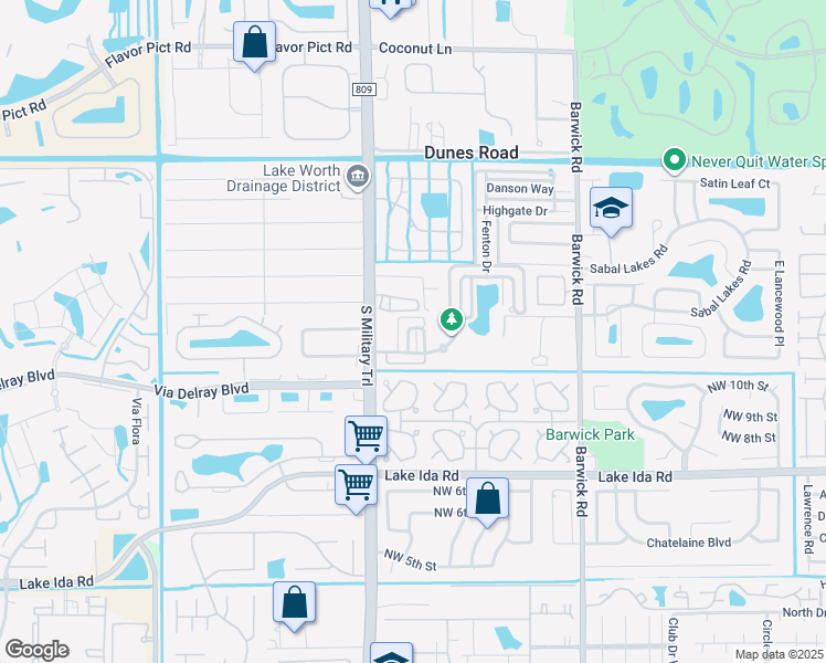 map of restaurants, bars, coffee shops, grocery stores, and more near 1421 West Wickham Circle in Delray Beach