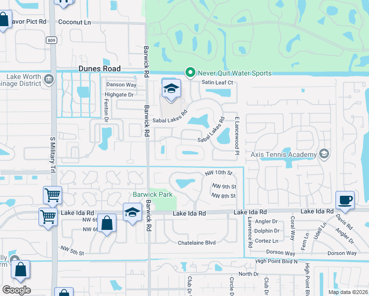 map of restaurants, bars, coffee shops, grocery stores, and more near 4000 Sea Grape Circle in Delray Beach