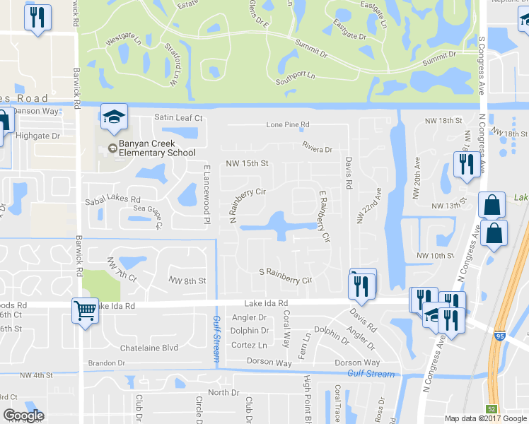 map of restaurants, bars, coffee shops, grocery stores, and more near 1225 Northwest 29th Avenue in Delray Beach