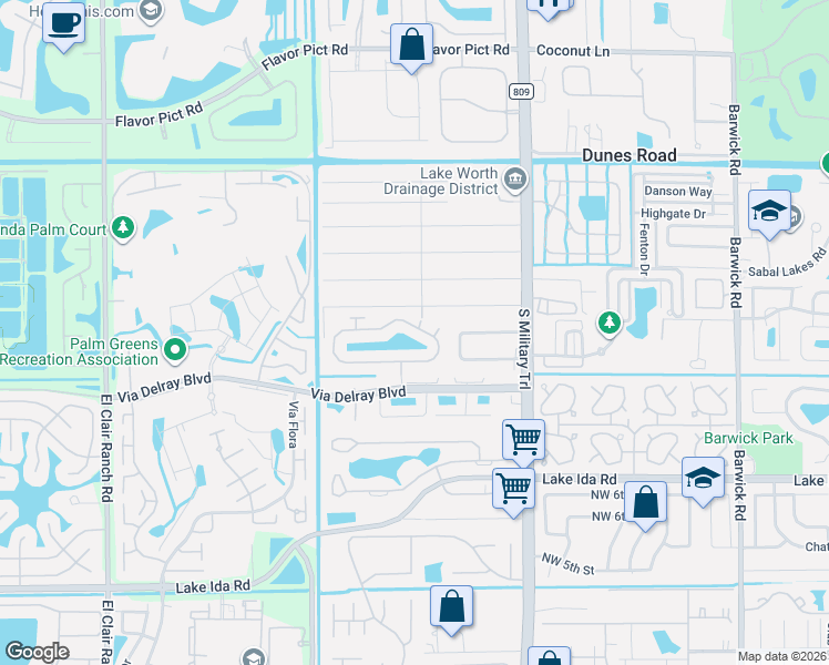 map of restaurants, bars, coffee shops, grocery stores, and more near 5326 Grande Palm Circle in Delray Beach