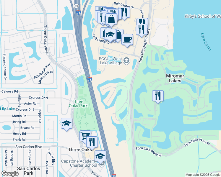 map of restaurants, bars, coffee shops, grocery stores, and more near 10018 Isola Way in Miromar Lakes