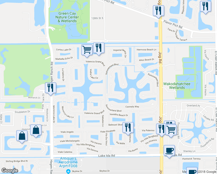 map of restaurants, bars, coffee shops, grocery stores, and more near 7179 Arcadia Bay Court in Delray Beach