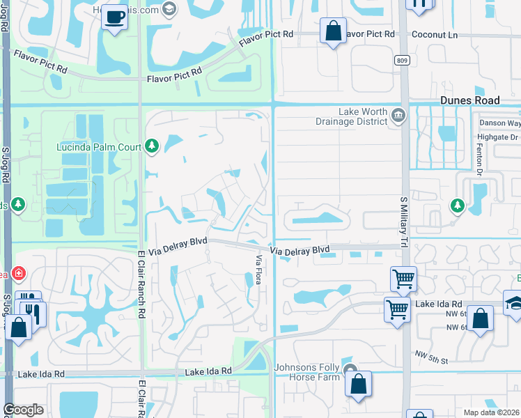 map of restaurants, bars, coffee shops, grocery stores, and more near 13608 Coconut Palm Court in Delray Beach