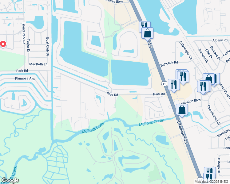 map of restaurants, bars, coffee shops, grocery stores, and more near 5501 Park Road in Fort Myers
