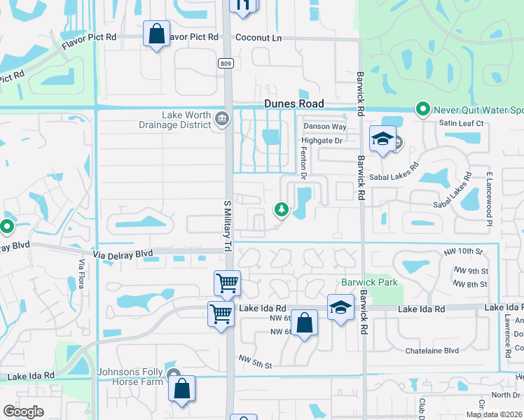 map of restaurants, bars, coffee shops, grocery stores, and more near 1421 West Wickham Circle in Delray Beach