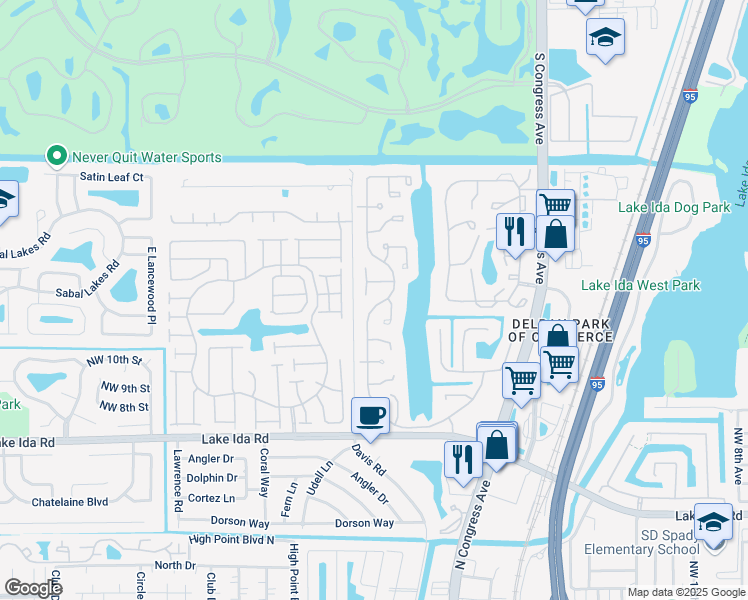 map of restaurants, bars, coffee shops, grocery stores, and more near 1325 Northwest 22nd Avenue in Delray Beach