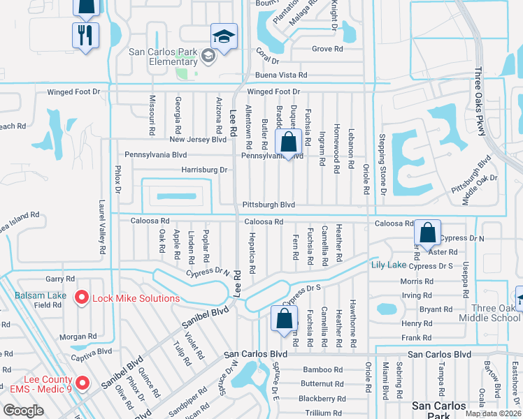 map of restaurants, bars, coffee shops, grocery stores, and more near 8251 Caloosa Vista Road in Fort Myers