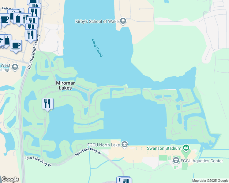map of restaurants, bars, coffee shops, grocery stores, and more near 17981 Via Bellamare Lane in Miromar Lakes