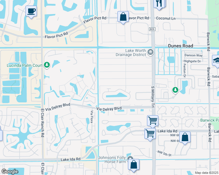 map of restaurants, bars, coffee shops, grocery stores, and more near 5404 Grande Palm Circle in Delray Beach