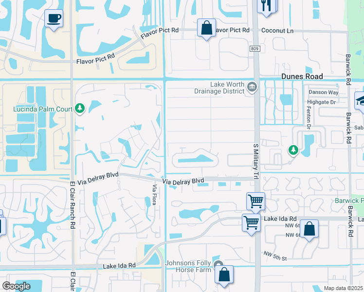 map of restaurants, bars, coffee shops, grocery stores, and more near 5404 Grande Palm Circle in Delray Beach