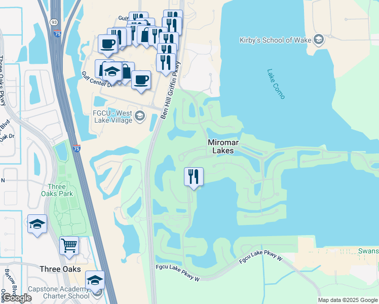 map of restaurants, bars, coffee shops, grocery stores, and more near 10121 Bellavista Circle in Fort Myers