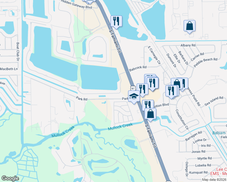 map of restaurants, bars, coffee shops, grocery stores, and more near 5090 Harborage Drive in Fort Myers