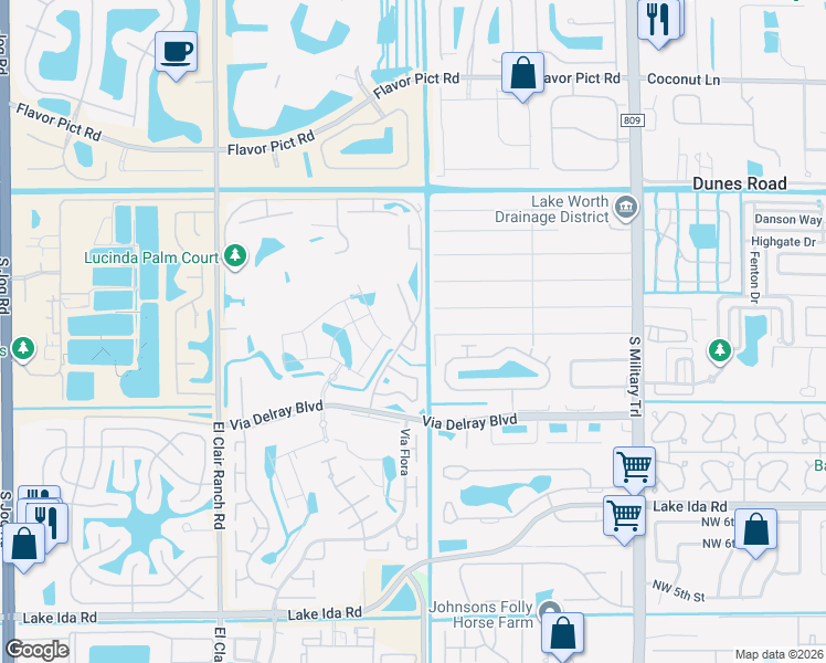 map of restaurants, bars, coffee shops, grocery stores, and more near 13664 Coconut Palm Court in Delray Beach