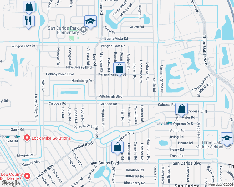 map of restaurants, bars, coffee shops, grocery stores, and more near in Fort Myers