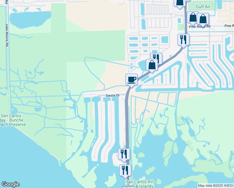 map of restaurants, bars, coffee shops, grocery stores, and more near 12080 Siesta Drive in Fort Myers Beach