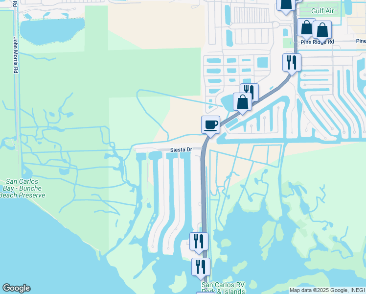 map of restaurants, bars, coffee shops, grocery stores, and more near 12080 Siesta Drive in Fort Myers Beach