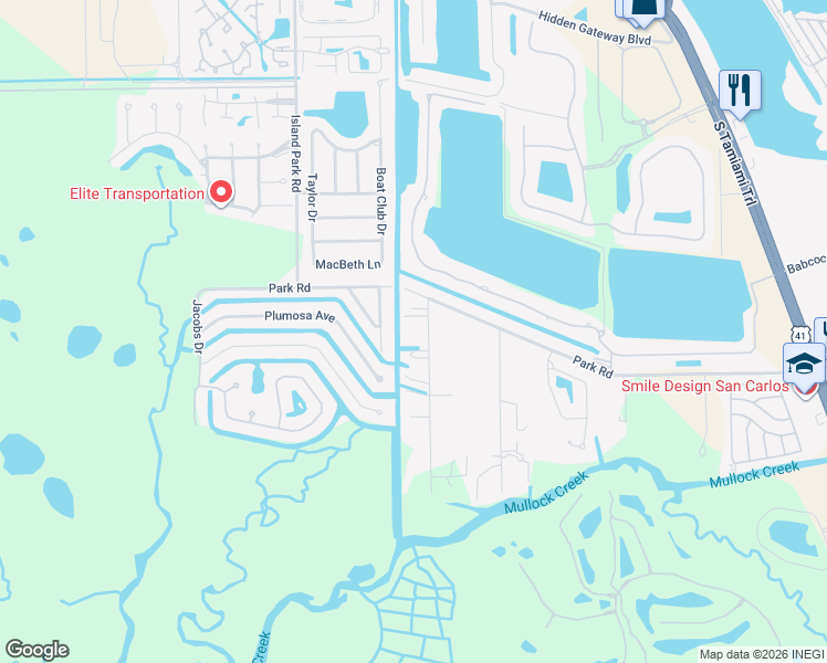 map of restaurants, bars, coffee shops, grocery stores, and more near 18160 Pioneer Road in Fort Myers