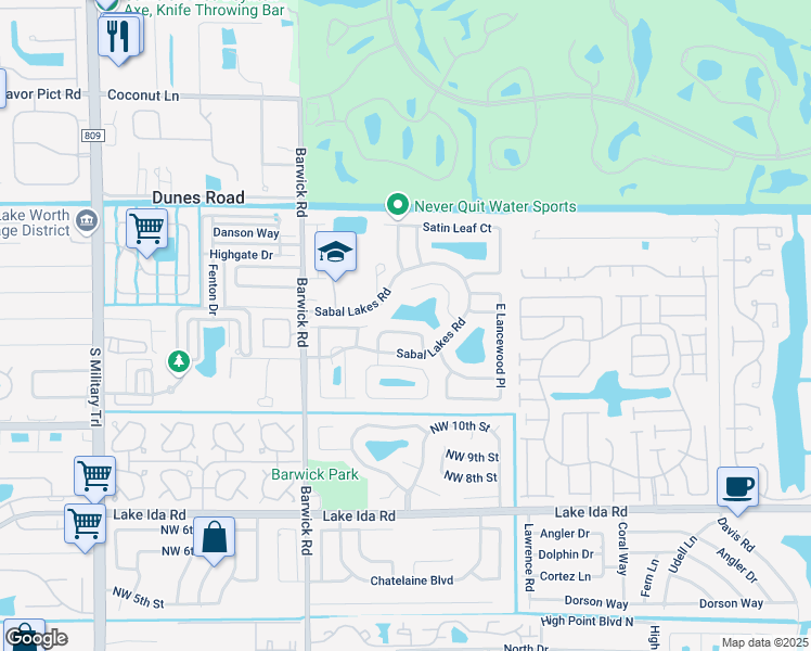 map of restaurants, bars, coffee shops, grocery stores, and more near 3995 Laurelwood Lane in Delray Beach