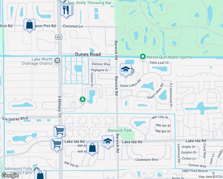 map of restaurants, bars, coffee shops, grocery stores, and more near 4532 North Barwick Ranch Circle in Delray Beach