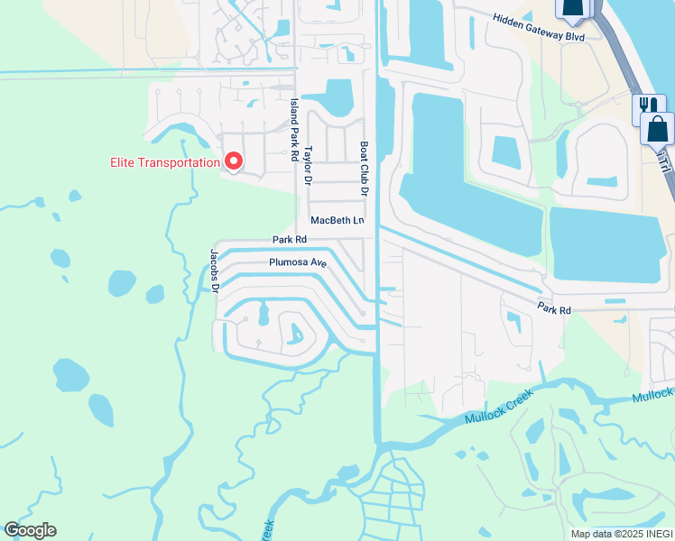 map of restaurants, bars, coffee shops, grocery stores, and more near 6100 Plumosa Avenue in Fort Myers