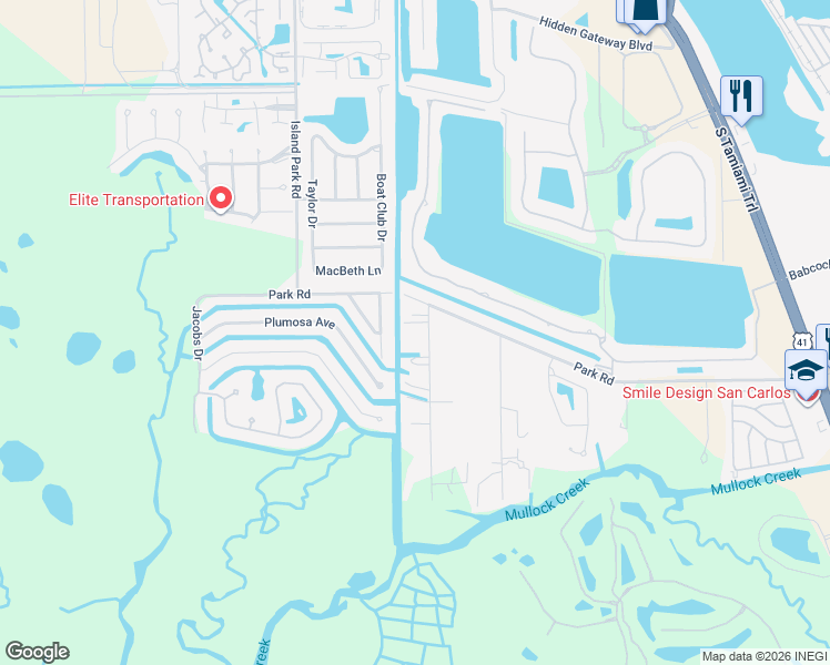 map of restaurants, bars, coffee shops, grocery stores, and more near 18160 Pioneer Road in Fort Myers